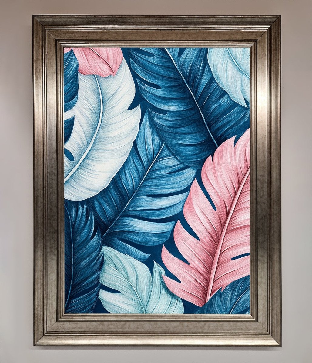 Blue And Pink Feathers Abstract Framed Print - Zestio