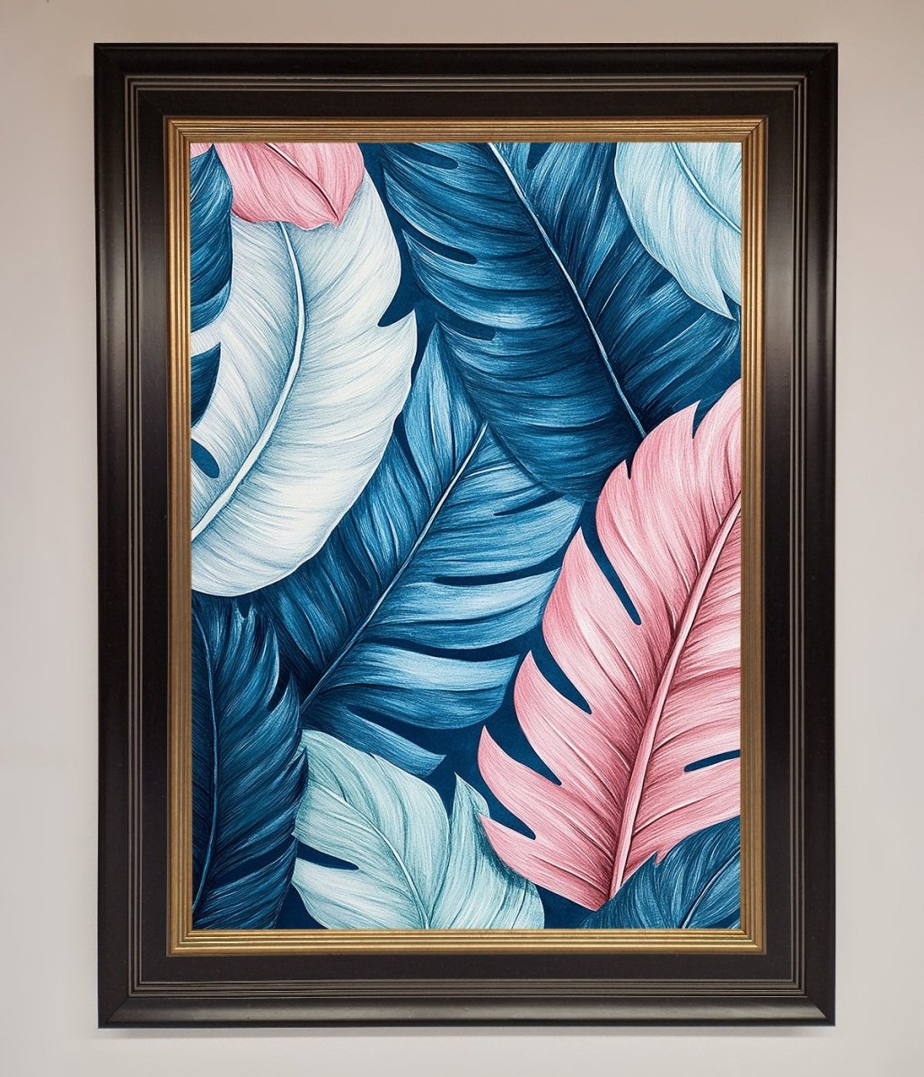 Blue And Pink Feathers Abstract Framed Print - Zestio