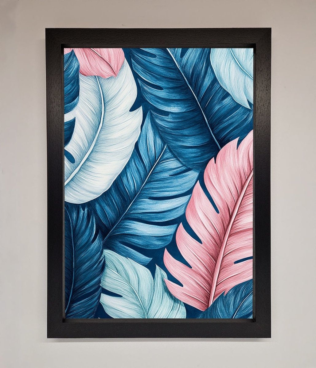 Blue And Pink Feathers Abstract Framed Print - Zestio