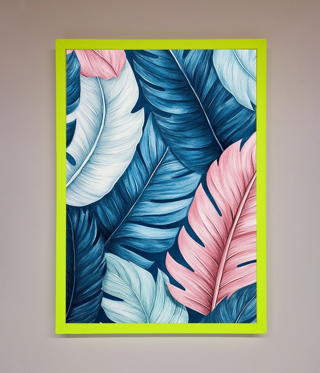 Blue And Pink Feathers Abstract Framed Print - Zestio