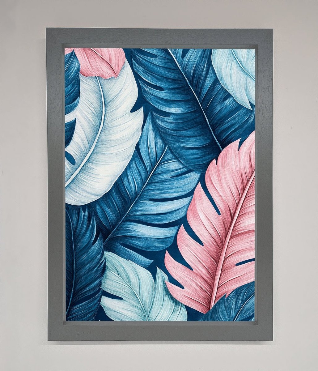 Blue And Pink Feathers Abstract Framed Print - Zestio