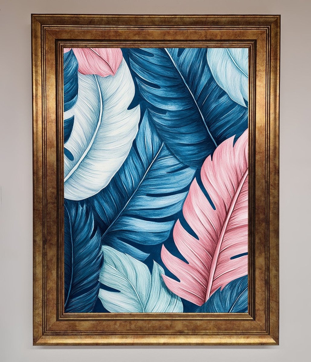 Blue And Pink Feathers Abstract Framed Print - Zestio