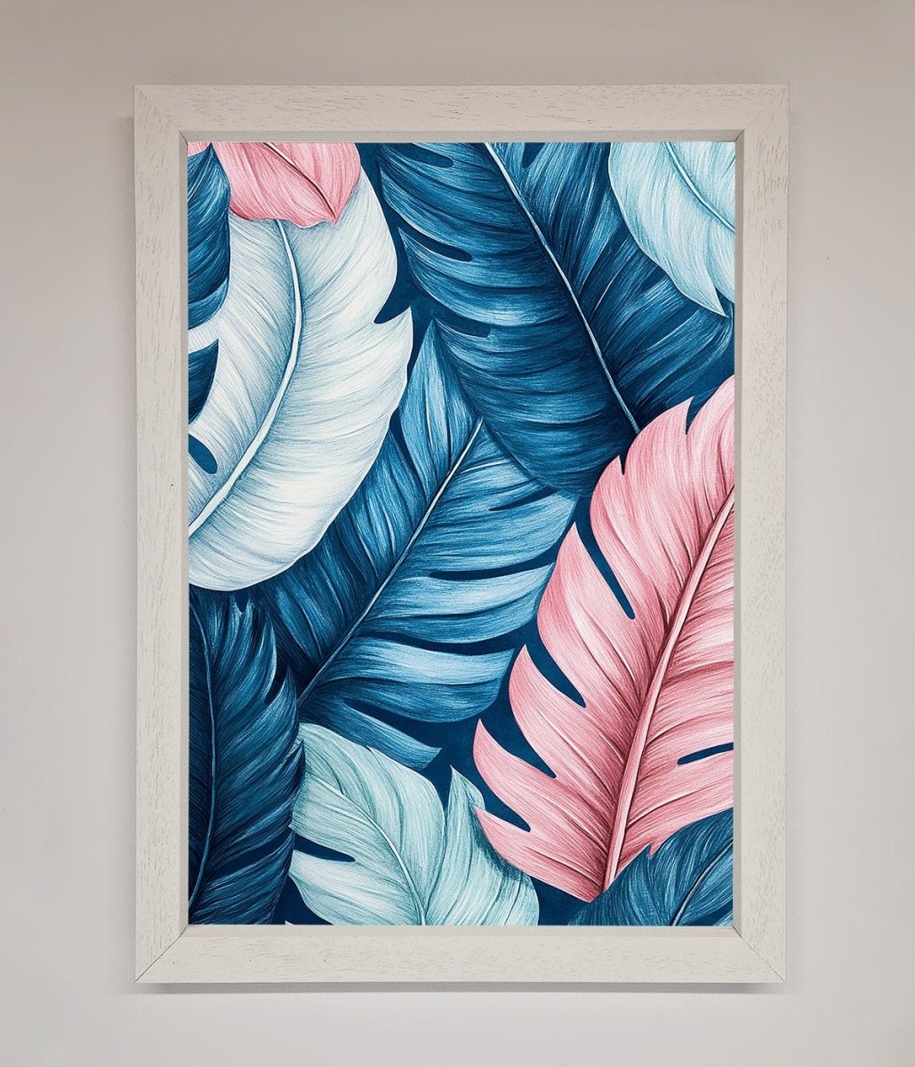 Blue And Pink Feathers Abstract Framed Print - Zestio