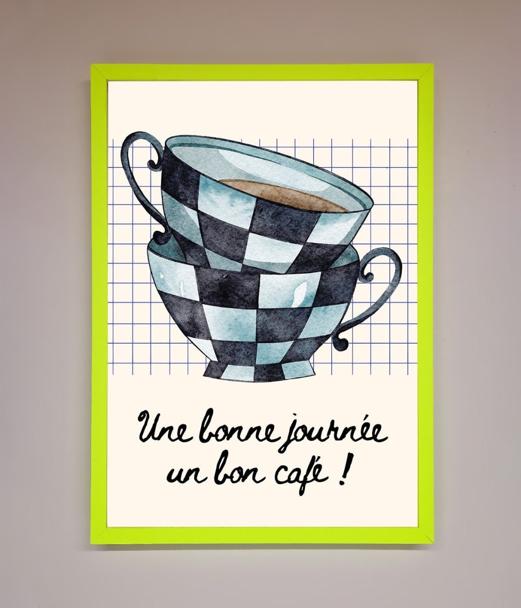 Blue Teacup Stack Kitchen Framed Wall Art - Zestio