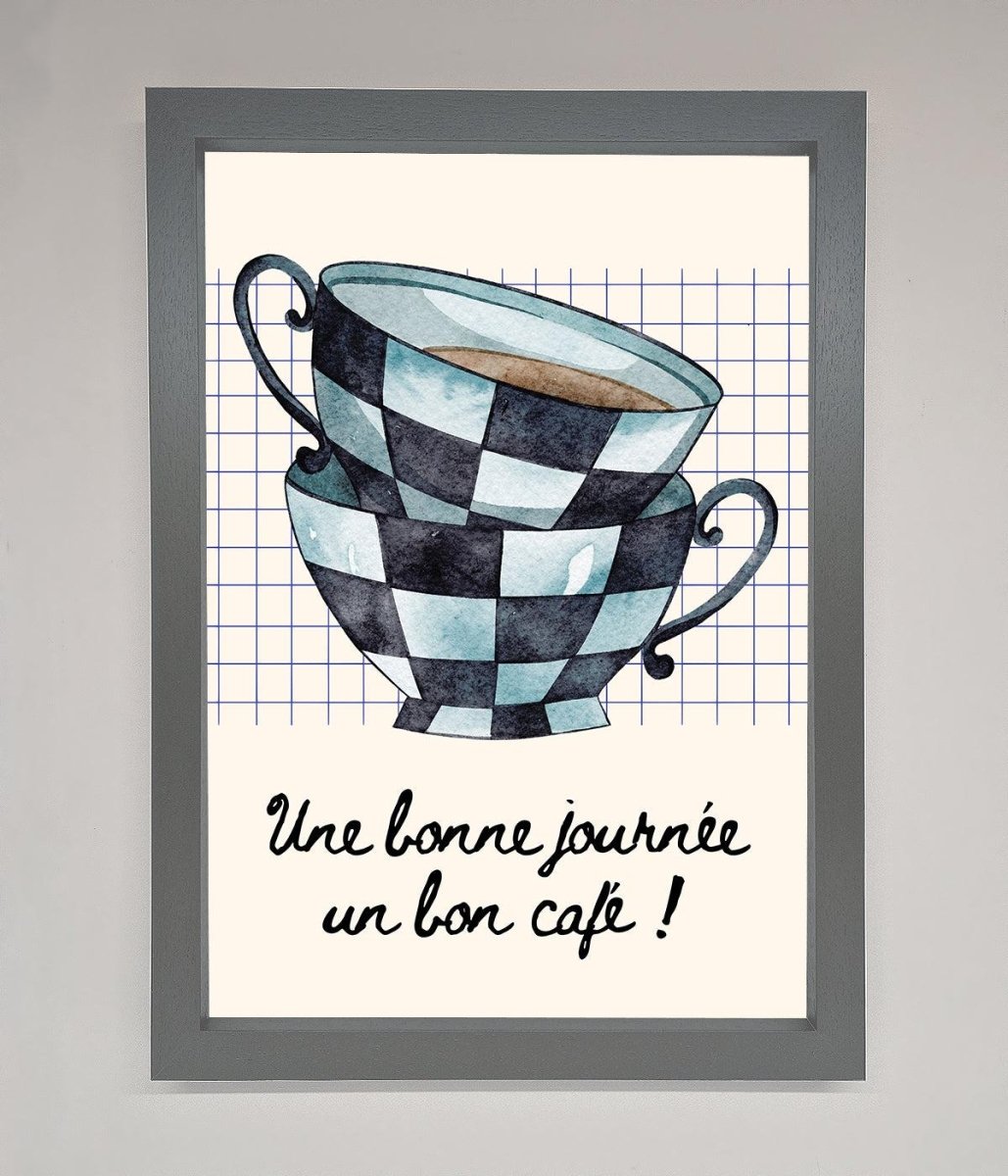 Blue Teacup Stack Kitchen Framed Wall Art - Zestio