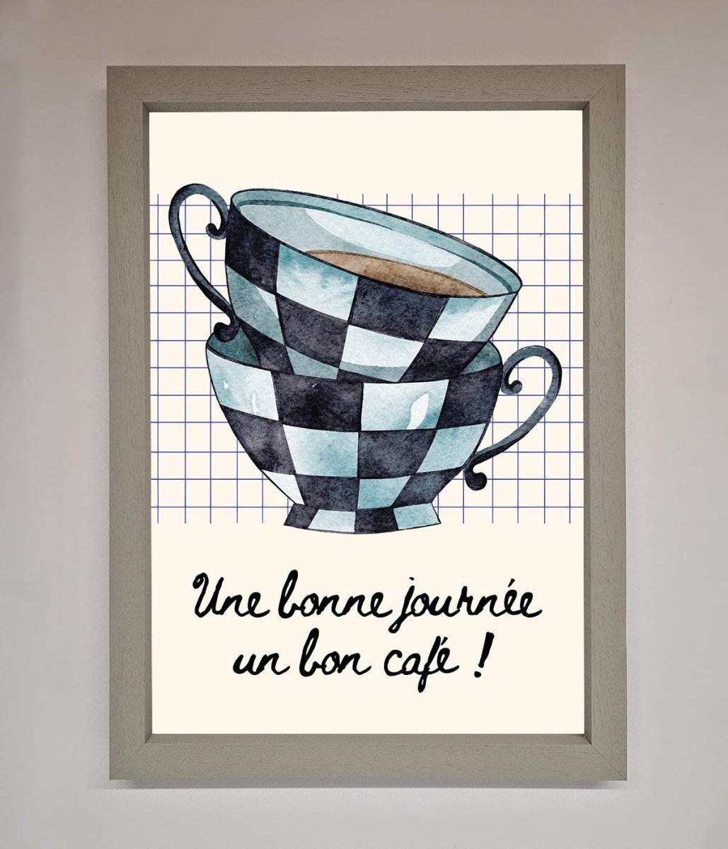 Blue Teacup Stack Kitchen Framed Wall Art - Zestio