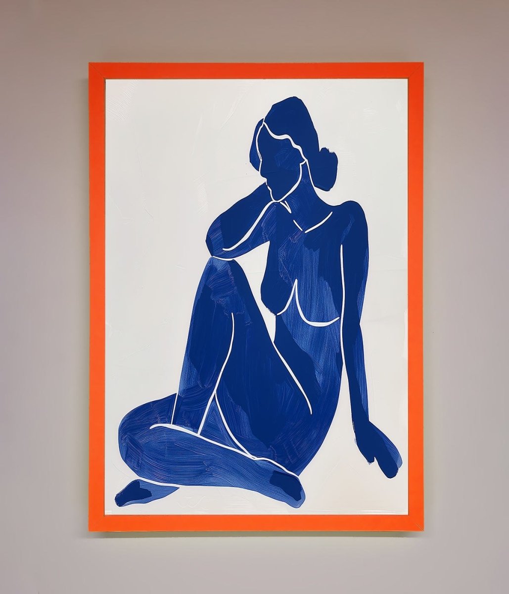 Blue Woman Pose Matisse Style Framed Print - Zestio