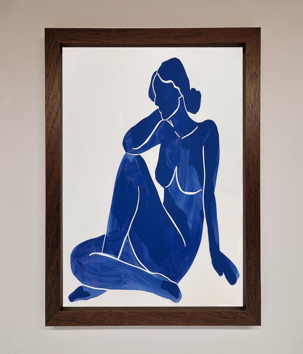 Blue Woman Pose Matisse Style Framed Print - Zestio