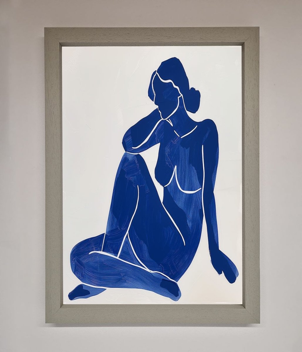 Blue Woman Pose Matisse Style Framed Print - Zestio