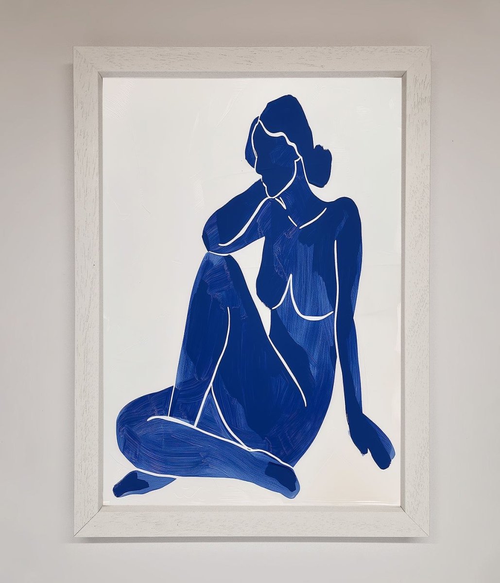 Blue Woman Pose Matisse Style Framed Print - Zestio