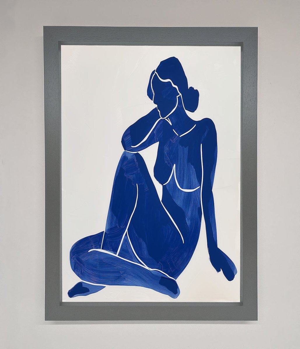 Blue Woman Pose Matisse Style Framed Print - Zestio