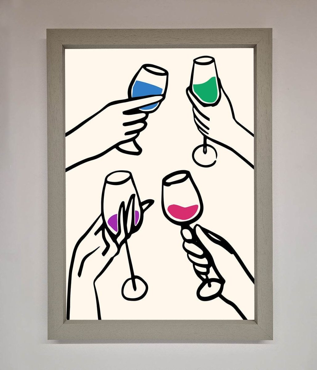 Cheers Wine Glasses Framed Wall Art - Zestio