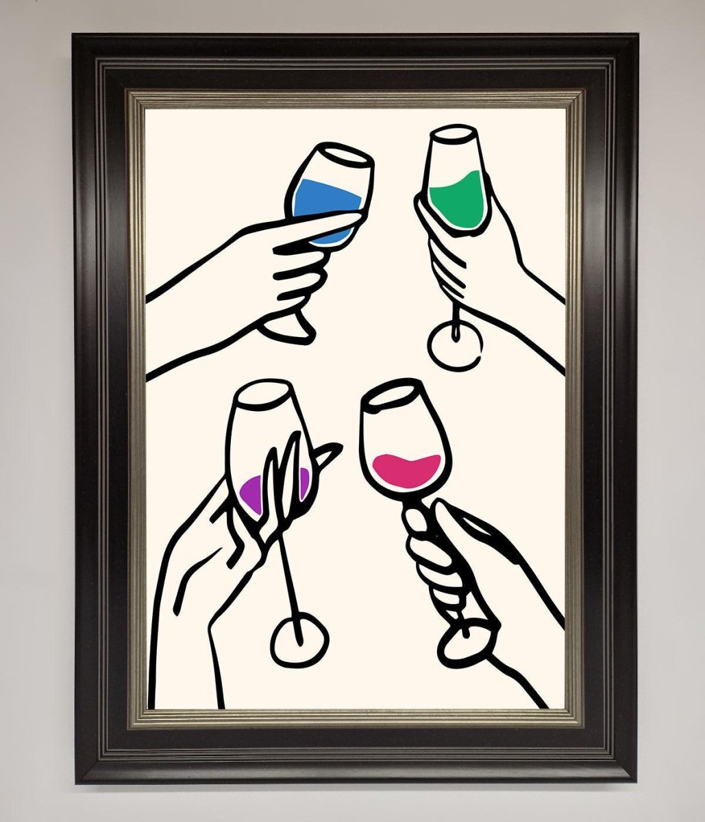Cheers Wine Glasses Framed Wall Art - Zestio