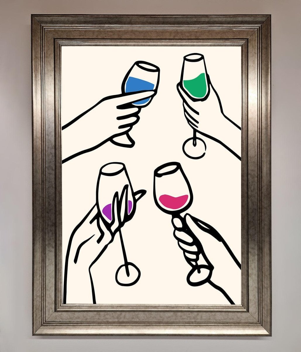 Cheers Wine Glasses Framed Wall Art - Zestio