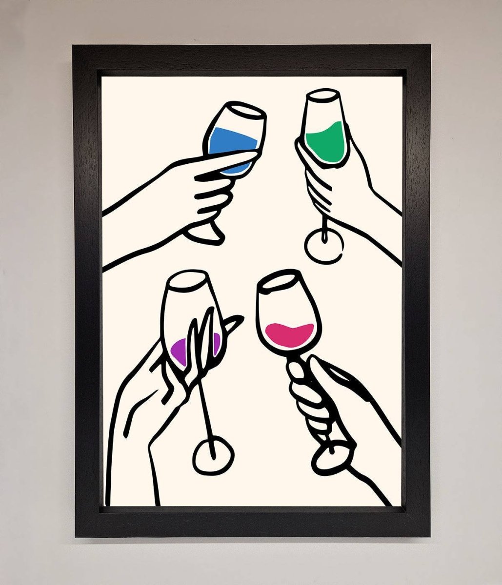 Cheers Wine Glasses Framed Wall Art - Zestio