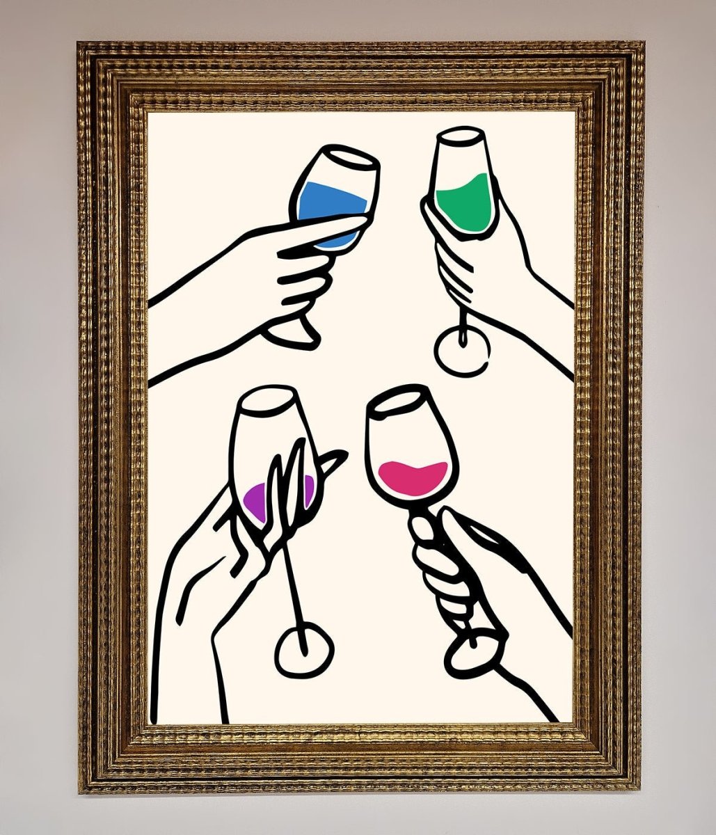 Cheers Wine Glasses Framed Wall Art - Zestio