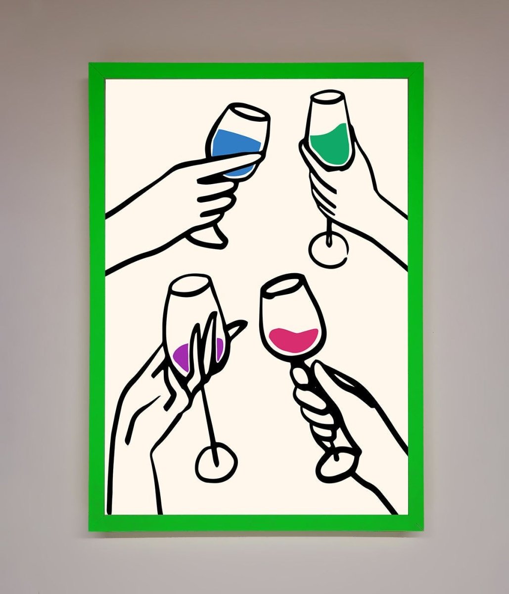 Cheers Wine Glasses Framed Wall Art - Zestio