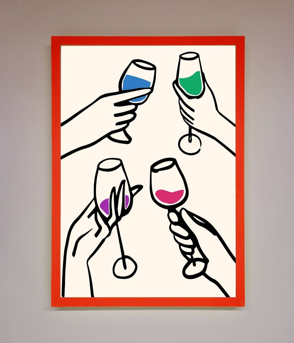 Cheers Wine Glasses Framed Wall Art - Zestio