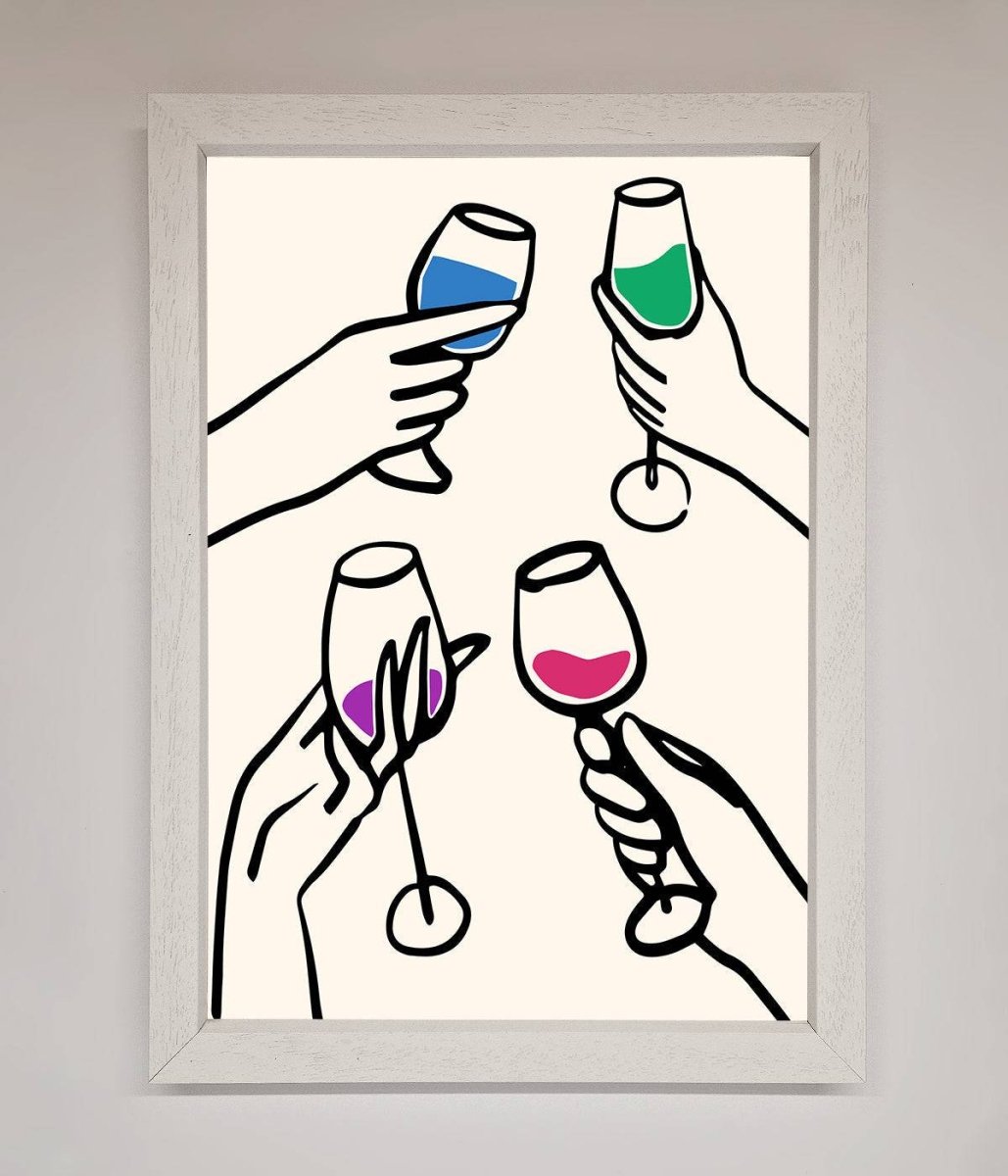 Cheers Wine Glasses Framed Wall Art - Zestio