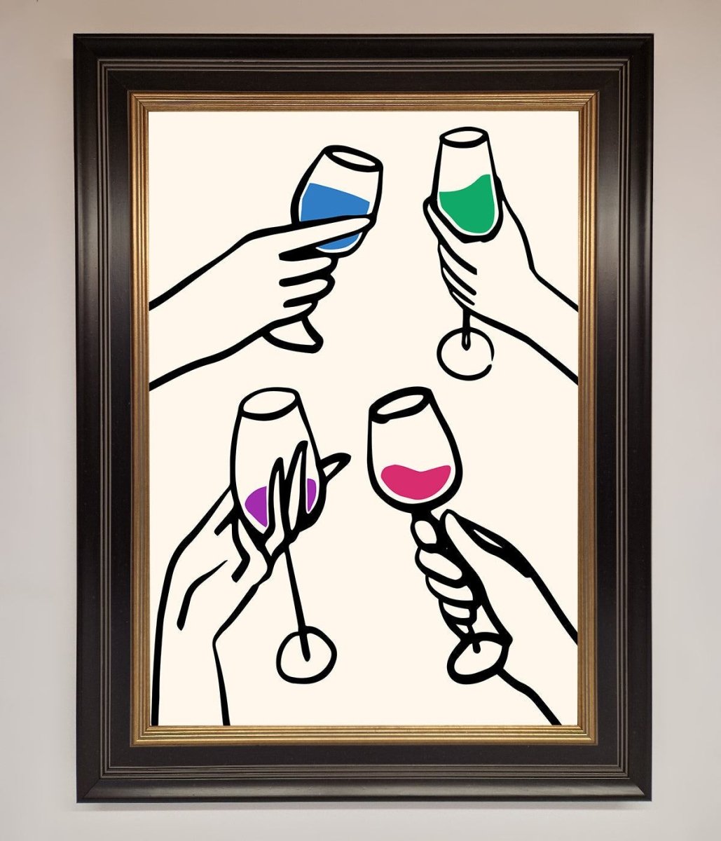 Cheers Wine Glasses Framed Wall Art - Zestio