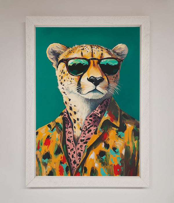Cheetah With Sunglasses Framed Print - Zestio