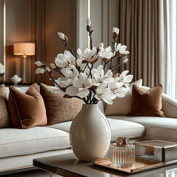 Faux White Magnolia Single Stem Floral