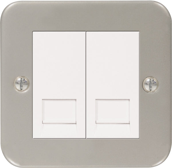 BG MC5RJ112 Metal Clad 2 Gang Telephone Socket RJ11