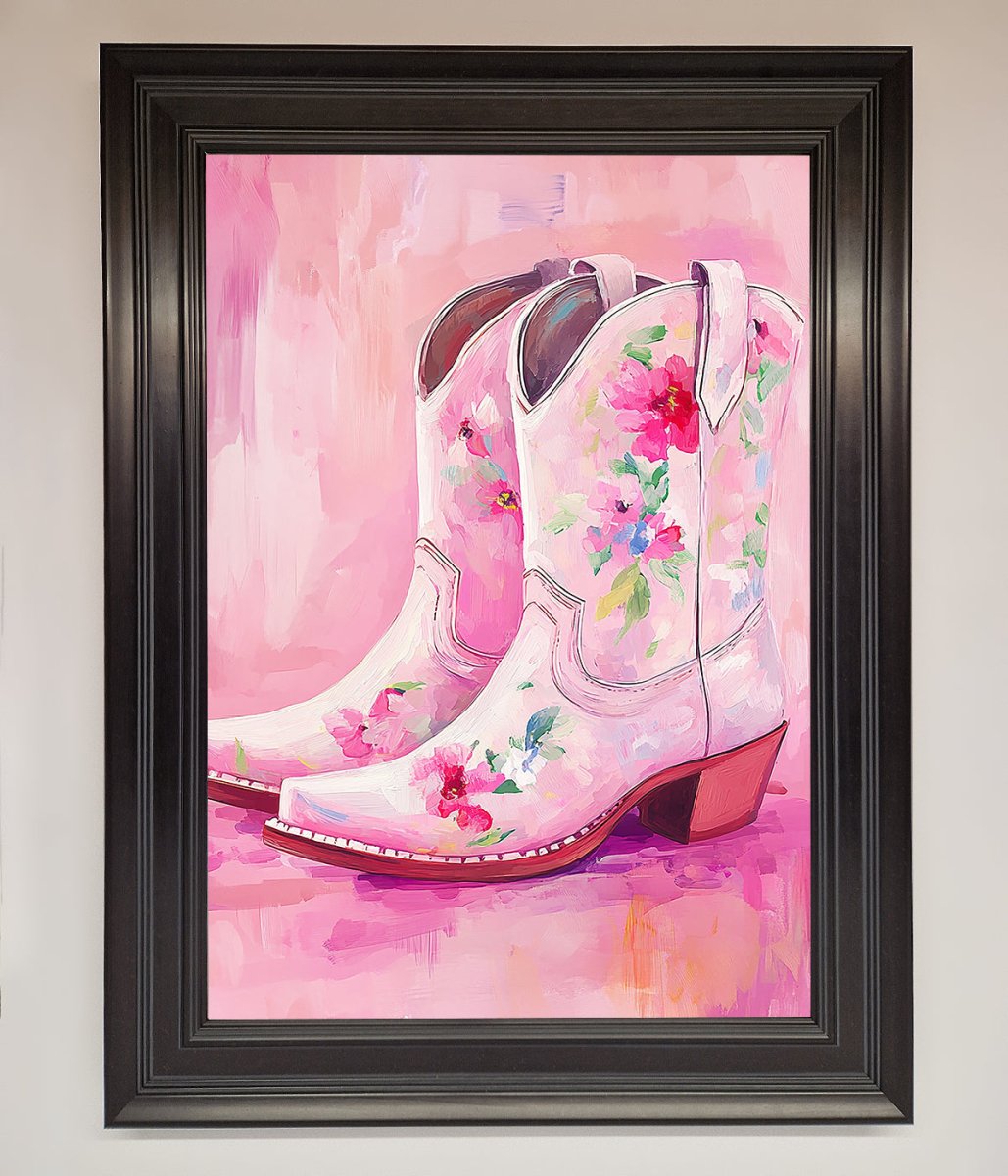 Floral Cowboy Boots Framed Poster - Zestio
