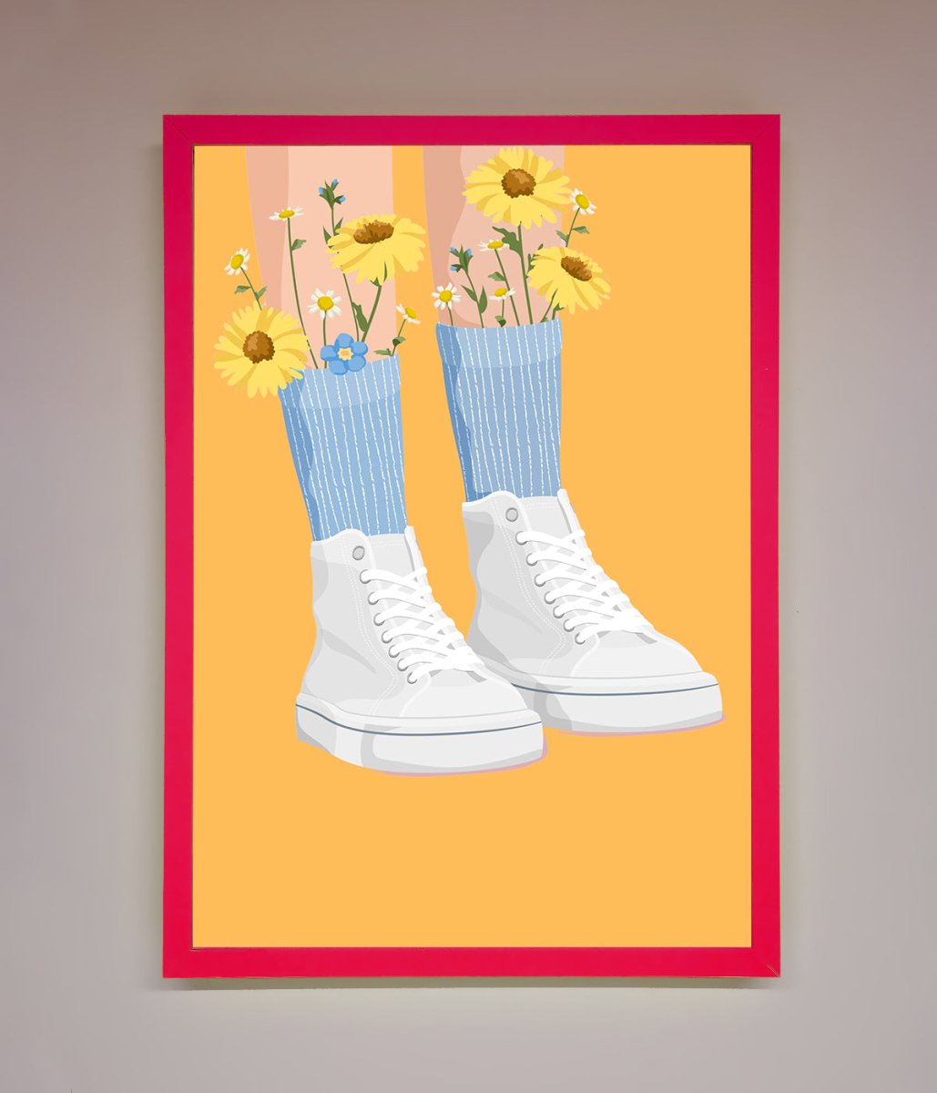Flowers In Socks Framed Poster - Zestio