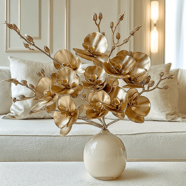 Gold Faux Orchid Single Stem Floral