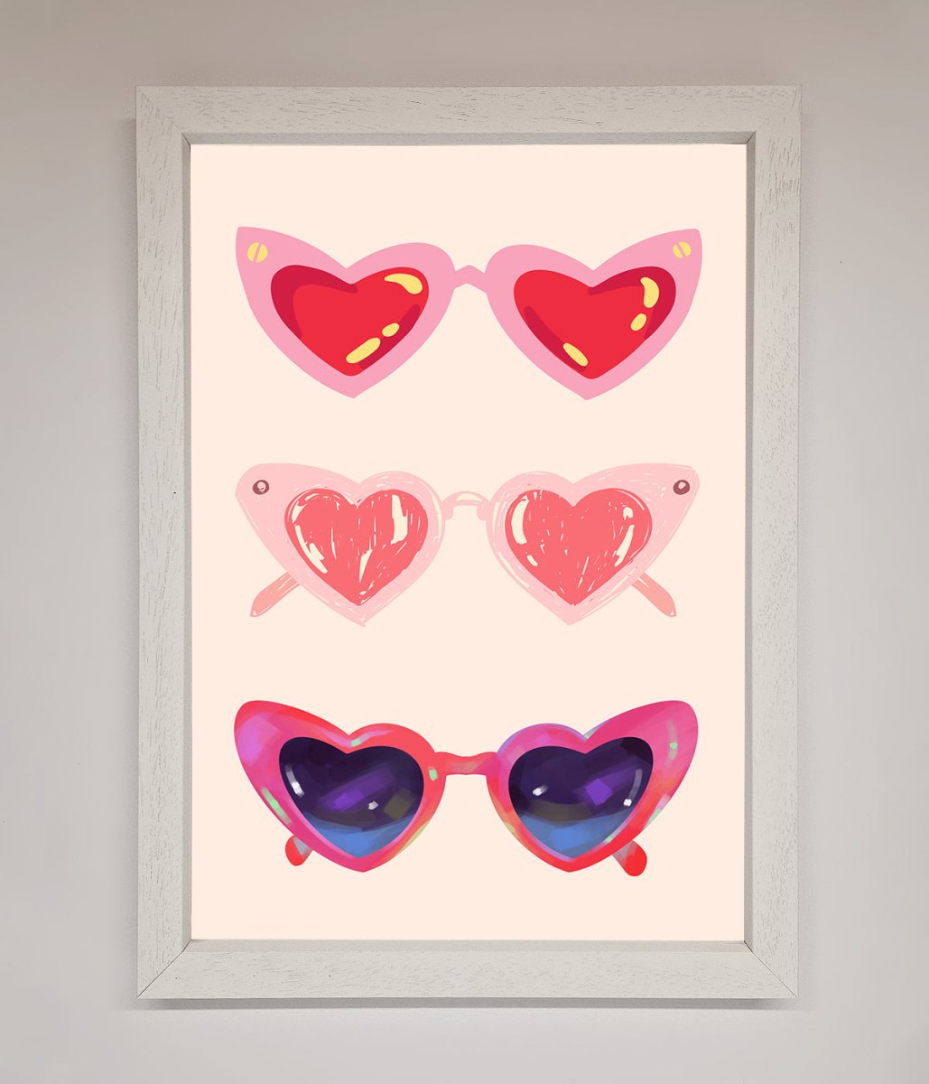 Heart Sunglasses Framed Poster - Zestio