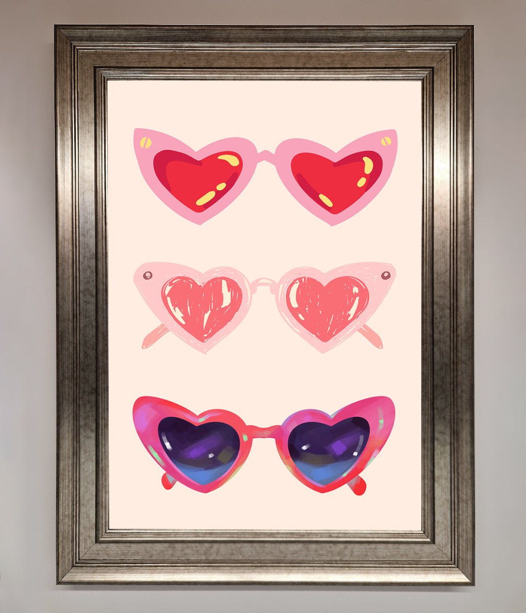 Heart Sunglasses Framed Poster - Zestio