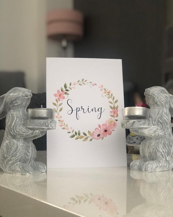 Spring Floral Wreath Spring Seasonal Wall Home Decor Print