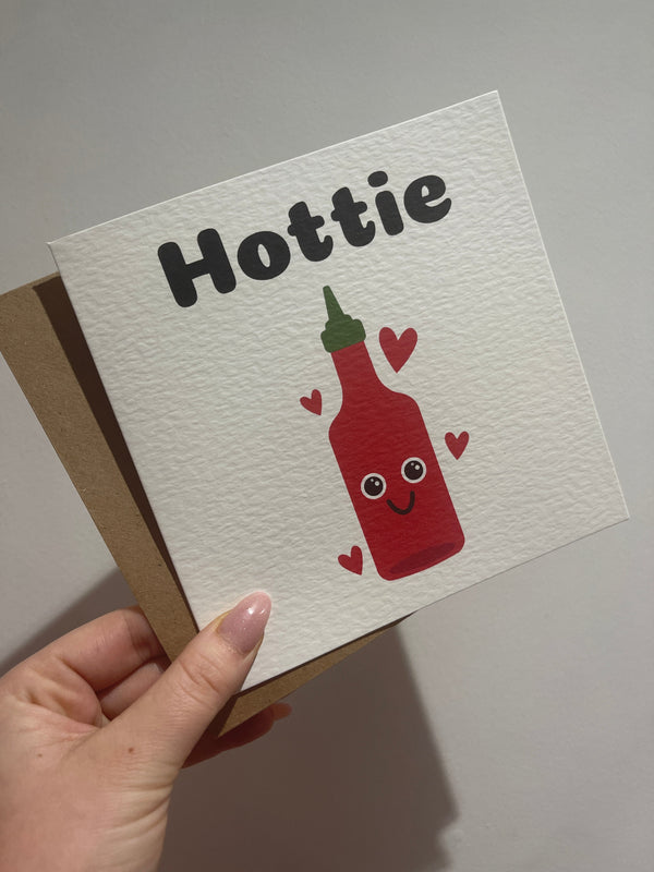 Hottie Valentines Day Funny Humorous Hammered Card & Envelope