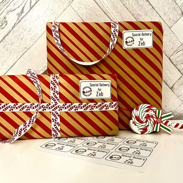 Sheet Of 21 Personalised Name North Pole Express Christmas Present Stickers Gift Labels Christmas stickers