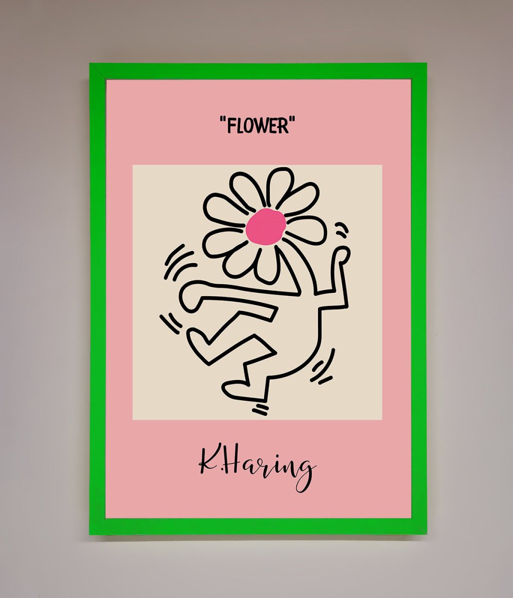 Keith Haring Flower Pink Framed Poster - Zestio