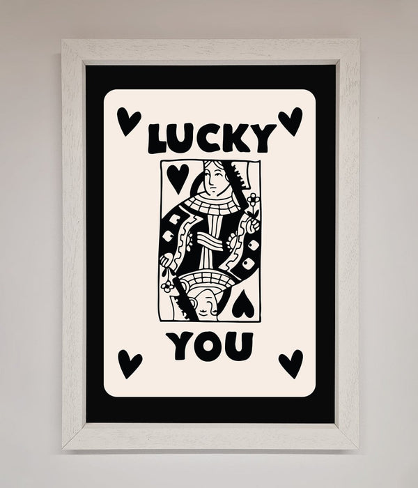 Lucky You Beige Black Framed Print - Zestio