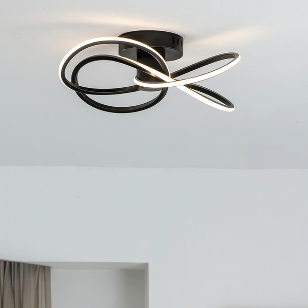 Reggie 4 Light Black LED Semi Flush Ceiling Light