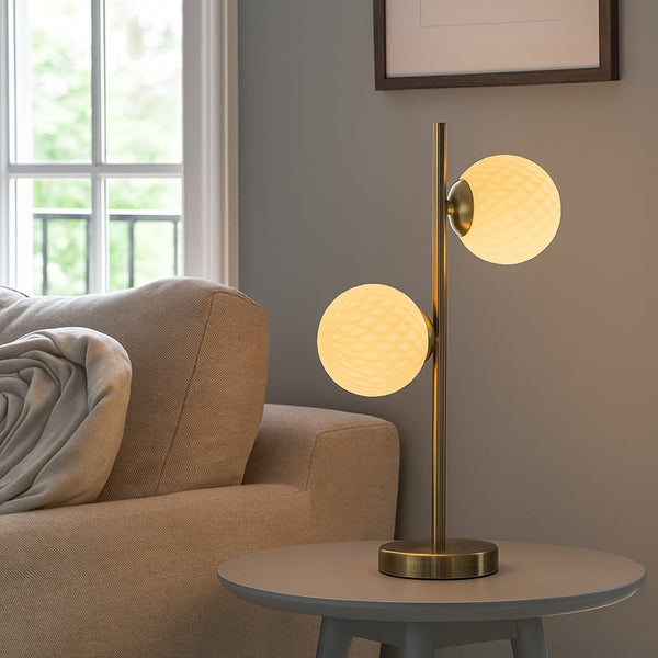 Lior 2 Light Antique Brass & Glass Table Lamp