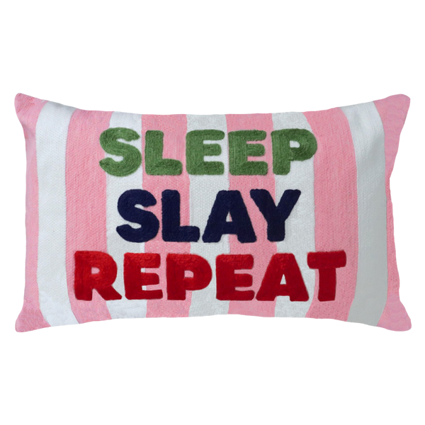 Sleep Slay Repeat Needlepoint Cushion