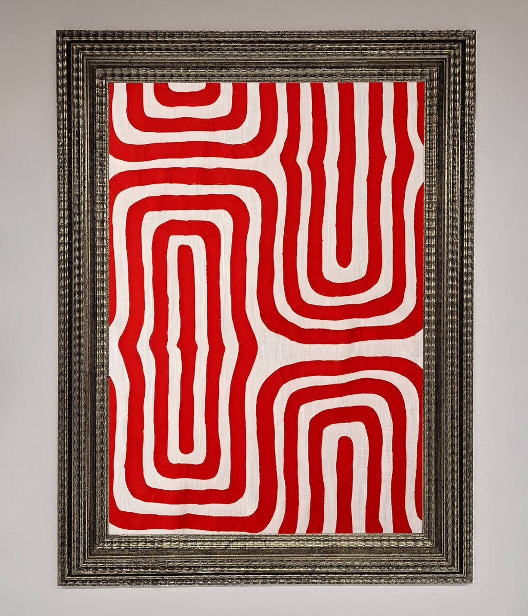 Red Waves Abstract Art Framed Poster - Zestio