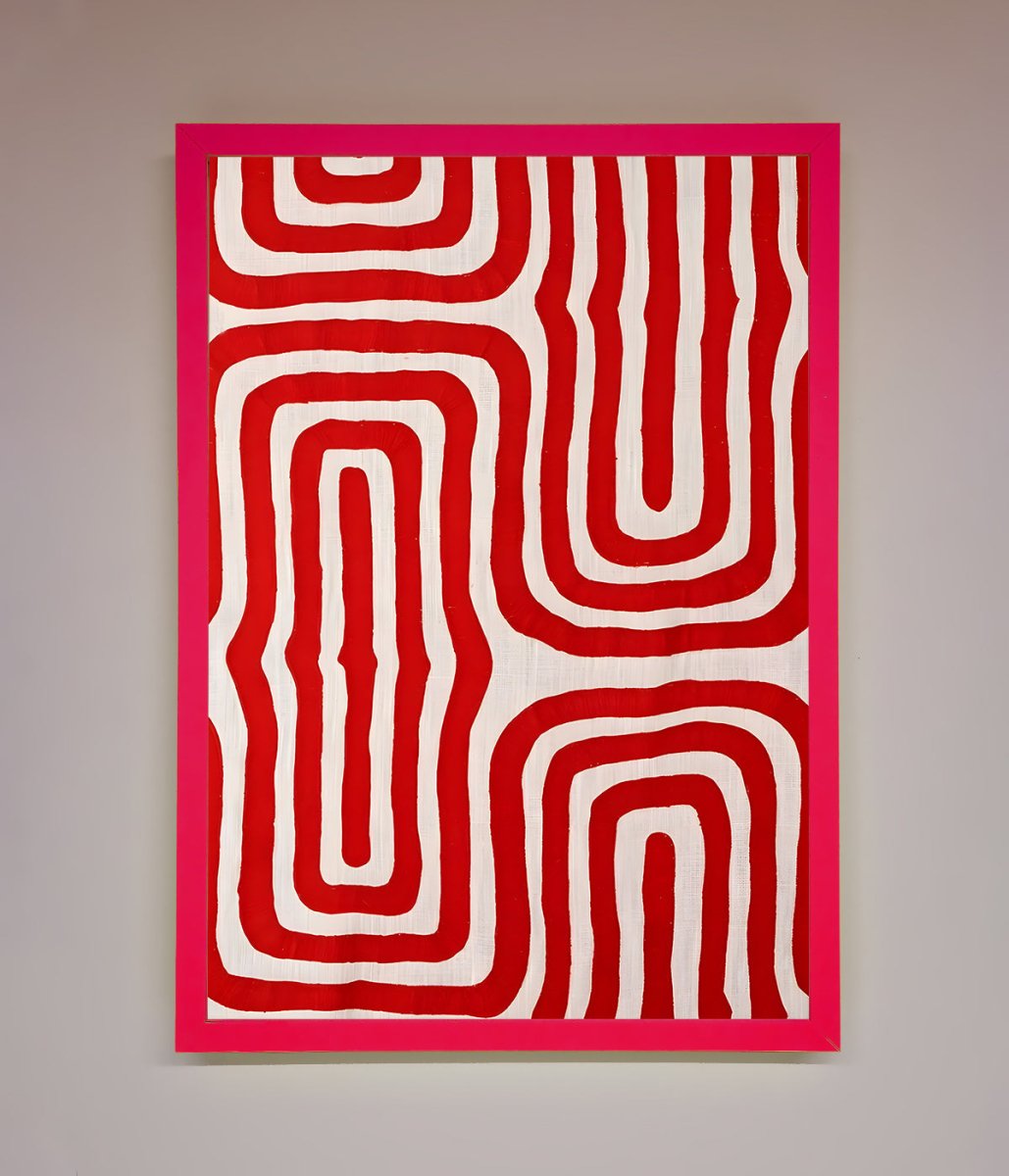 Red Waves Abstract Art Framed Poster - Zestio