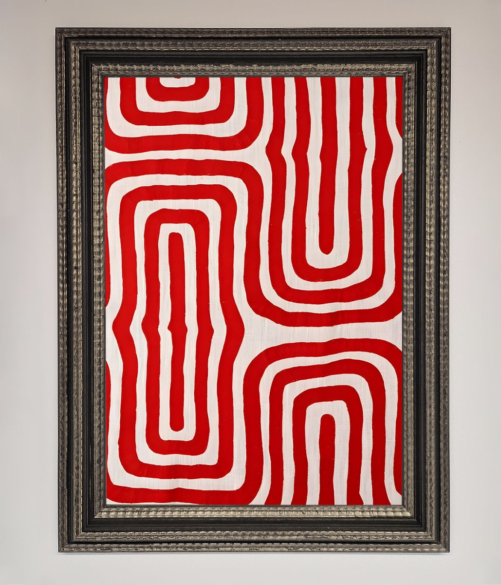 Red Waves Abstract Art Framed Poster - Zestio
