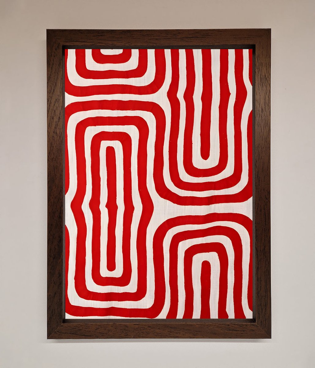 Red Waves Abstract Art Framed Poster - Zestio