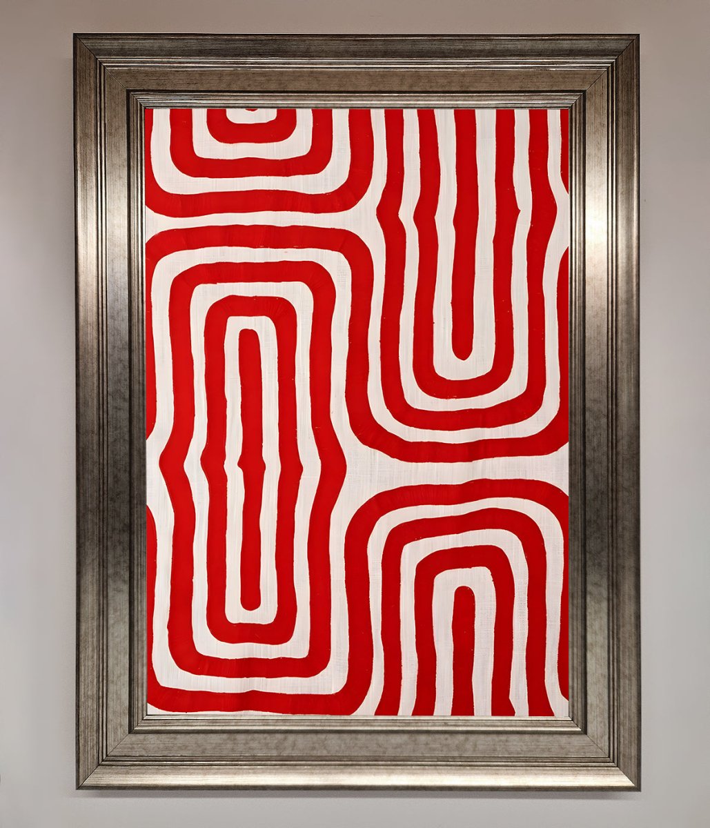 Red Waves Abstract Art Framed Poster - Zestio