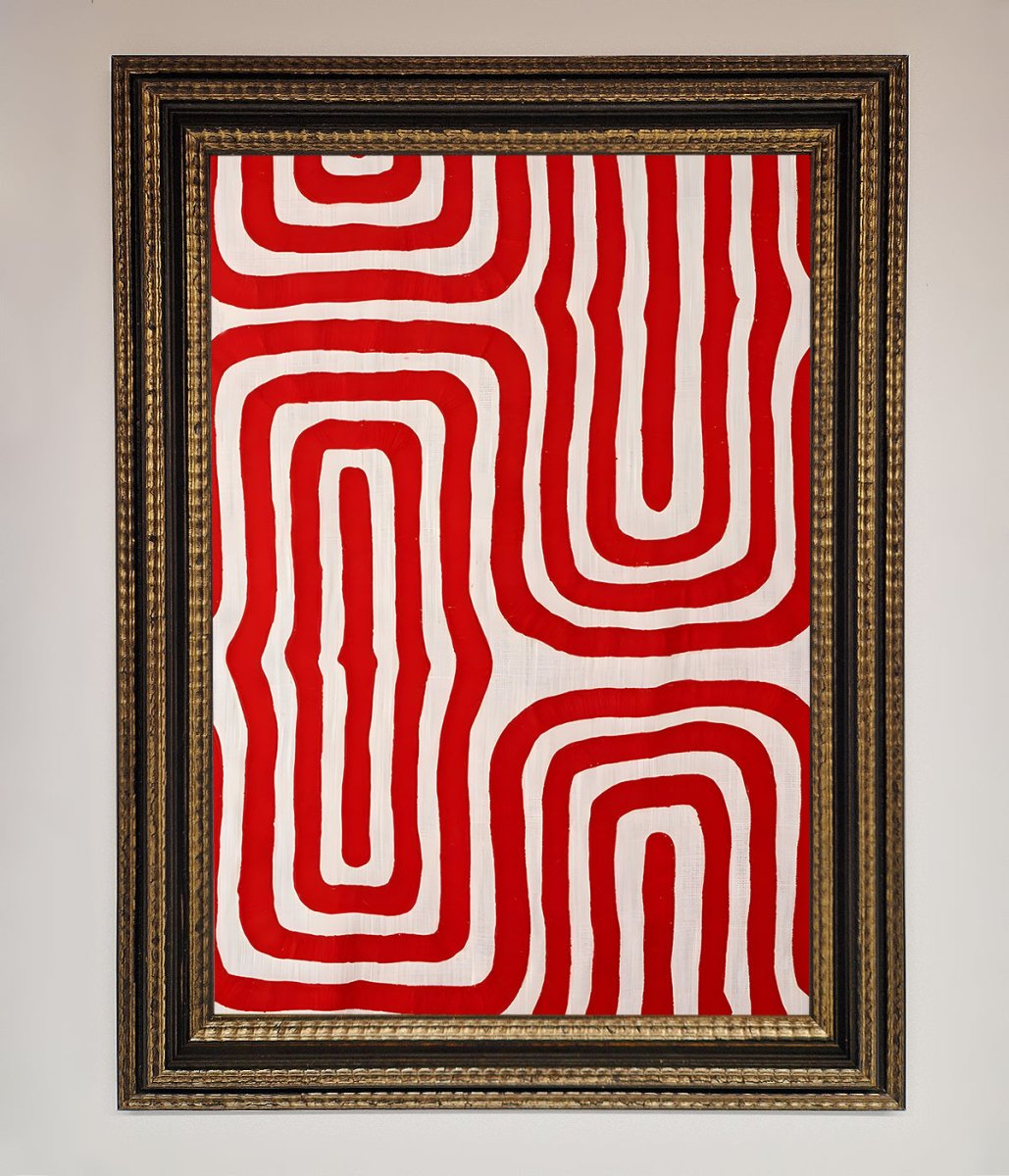 Red Waves Abstract Art Framed Poster - Zestio