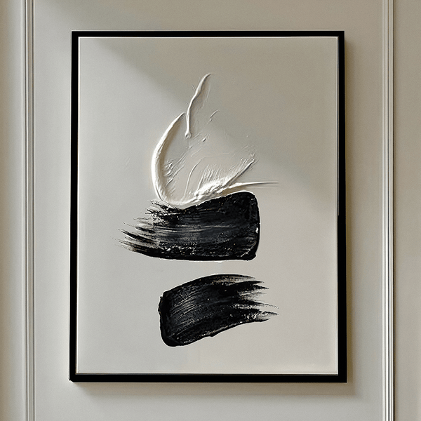 Regent Monochrome 3D Paint Stroke Effect Canvas Wall Art - II