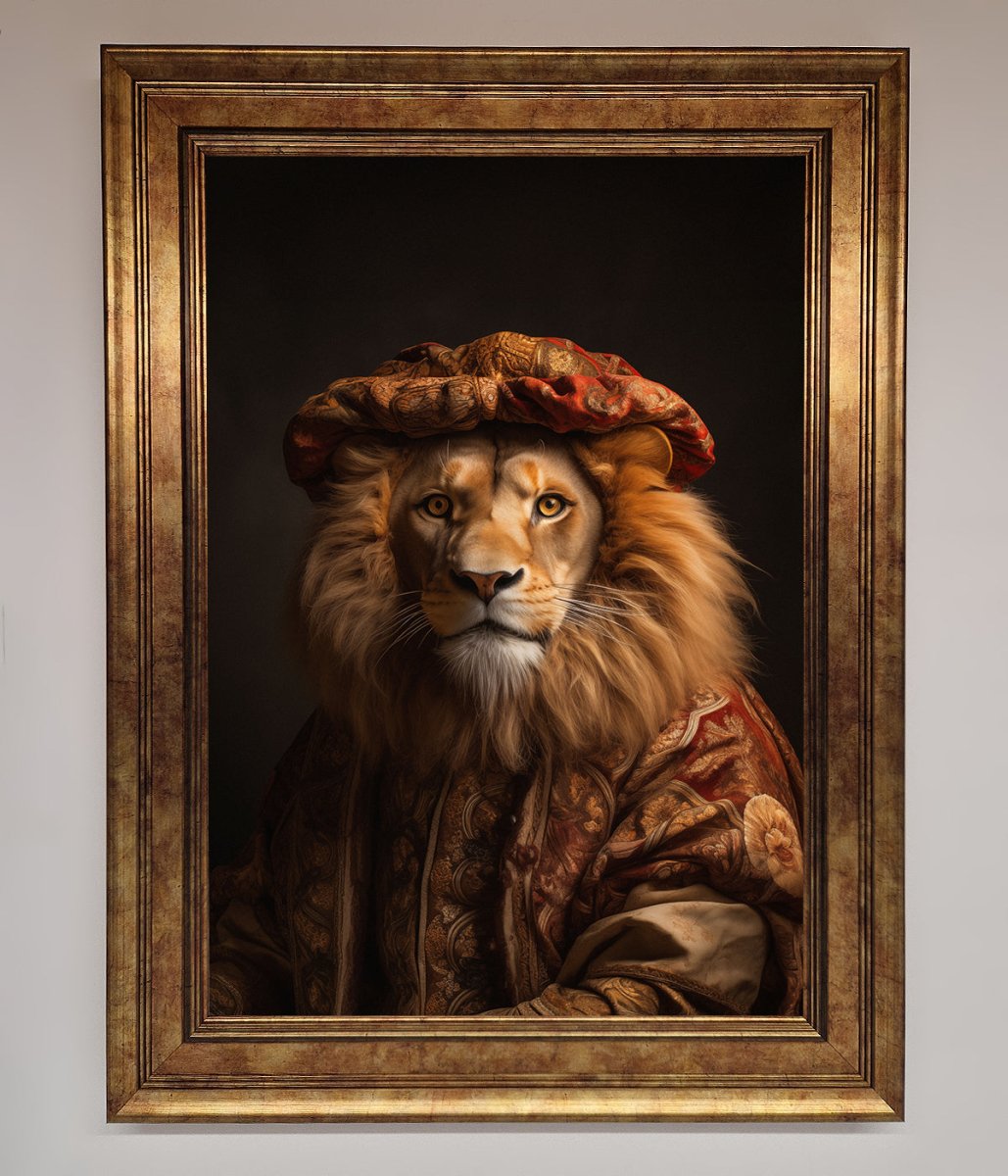 Renaissance Lion Framed Wall Art - Zestio