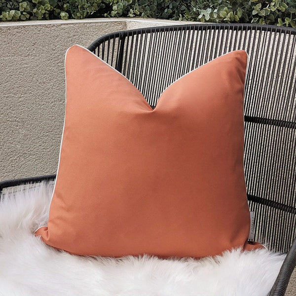 Rust Outdoor Cushion  with Cream Piping - 43 x 43cm