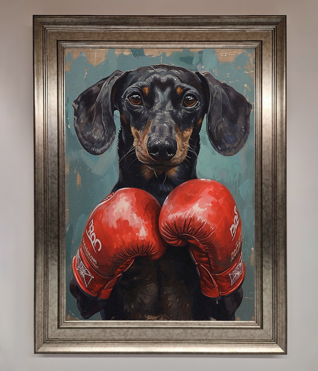 Sausage Dog Boxing Framed Print - Zestio